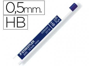 Minas staedtler grafito 0,5 mm hb polo 257 tubo con 12 minas