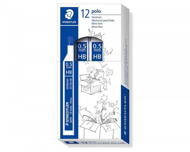 Minas staedtler grafito 0,5 mm hb polo 257 tubo con 12 minas