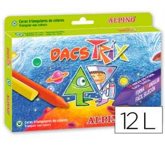 Lapices cera dacstrix triangul caja de 12 colores