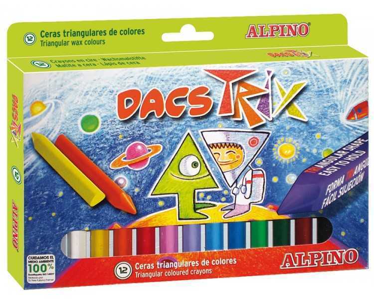 Lapices cera dacstrix triangul caja de 12 colores