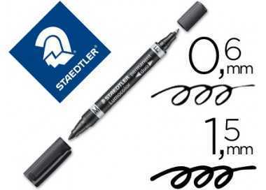 Rotulador staedtler lumocolor permanente duo 348 negro punta f 0,6 mm punta m 1,5 mm
