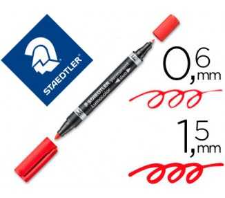 Rotulador staedtler lumocolor permanente duo 348 rojo punta f 0,6 mm punta m 1,5 mm
