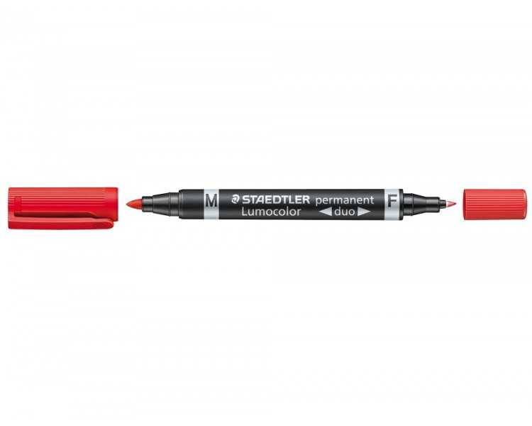 Rotulador staedtler lumocolor permanente duo 348 rojo punta f 0,6 mm punta m 1,5 mm