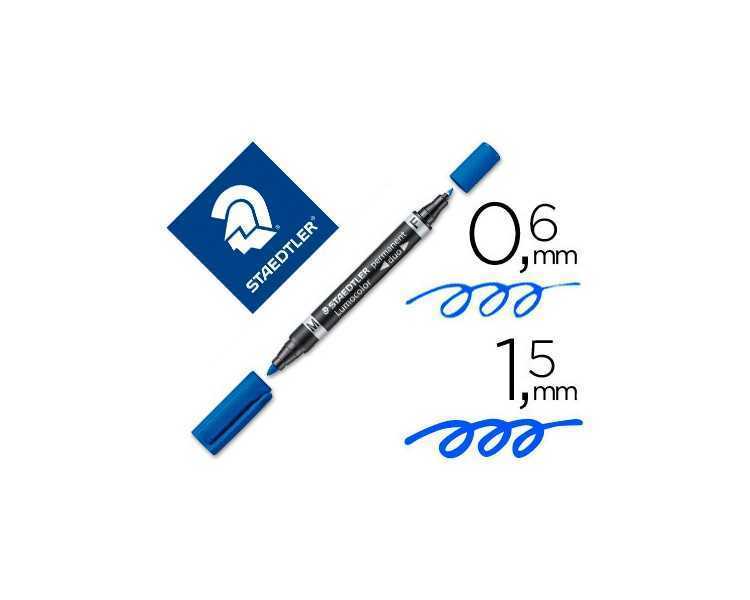 Rotulador staedtler lumocolor permanente duo 348 azul punta f 0,6 mm punta m 1,5 mm