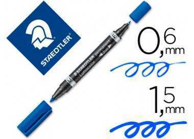 Rotulador staedtler lumocolor permanente duo 348 azul punta f 0,6 mm punta m 1,5 mm