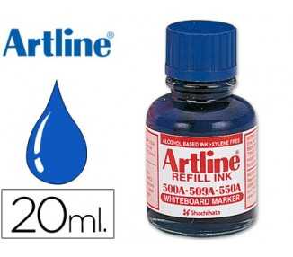 Tinta artline azul para rotulador pizarra blanca 500a bote 20 ml