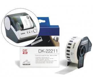 Etiqueta brother dk22211 cinta plastica continua adhesiva blanca 29mmx15,24mts