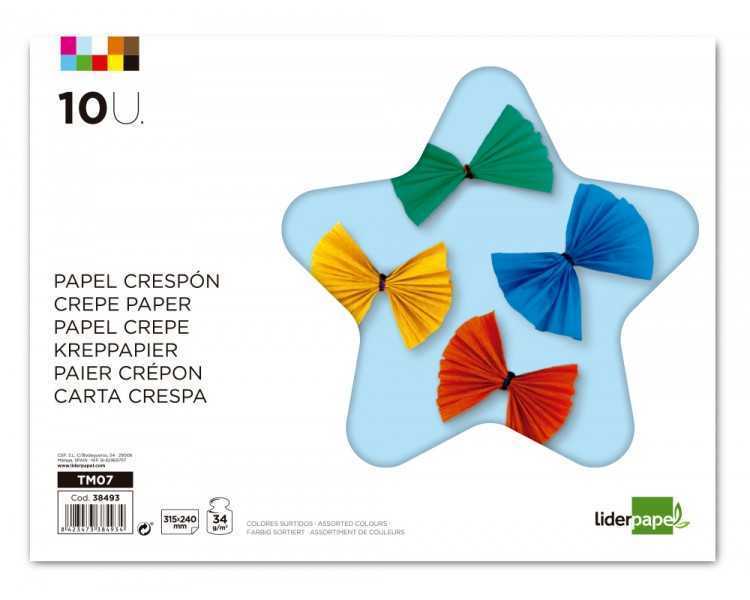Bloc trabajos manuales liderpapel crespon 240x315mm 10 hojas colores surtidos