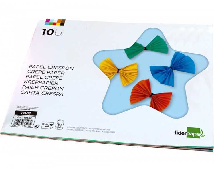 Bloc trabajos manuales liderpapel crespon 240x315mm 10 hojas colores surtidos