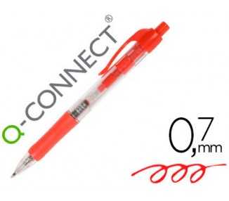 Boligrafo q-connect retractil con sujecion de caucho tinta aceite 0,7 mm color rojo