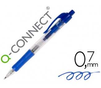 Boligrafo q-connect retractil con sujecion de caucho tinta aceite 0,7 mm color azul