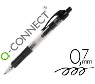 Boligrafo q-connect retractil con sujecion de caucho tinta aceite 0,7 mm color negro