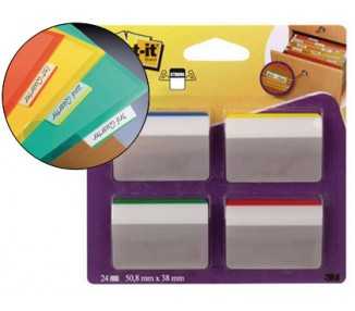 Banderitas separadoras rigidas dispensador 4 colores post-it index 686a-1 grandes 24 banderitas