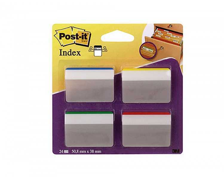 Banderitas separadoras rigidas dispensador 4 colores post-it index 686a-1 grandes 24 banderitas