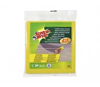 Bayeta multiuso 3m scotch brite amarilla pack 2 unidades + 1 gratis
