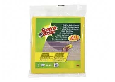 Bayeta multiuso 3m scotch brite amarilla pack 2 unidades + 1 gratis