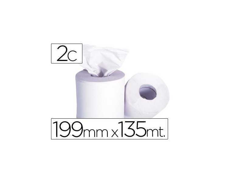 Papel secamanos 2 capas 199 mm x 135 mt mandril 70 mm diametro 197 mm