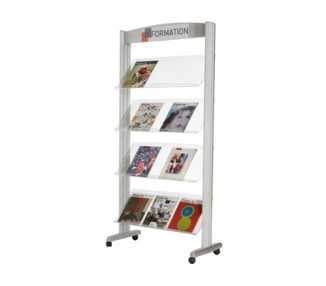 Expositor paperflow de suelo metalico baldas transparentes 4 estantes
