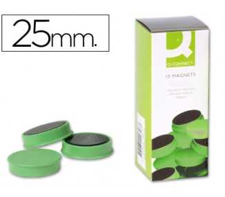 Iman para sujecion q-connect ideal para pizarras magneticas25 mm verde caja de 10 unidades