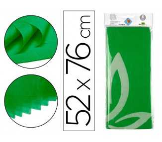 Papel seda liderpapel 52x76cm 18g/m2 bolsa de 5 hojas verde