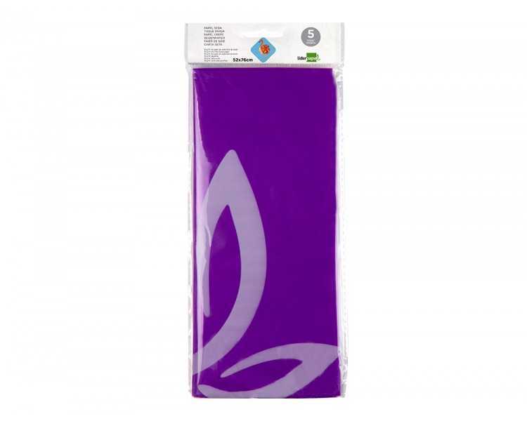 Papel seda liderpapel 52x76cm 18g/m2 bolsa de 5 hojas violeta