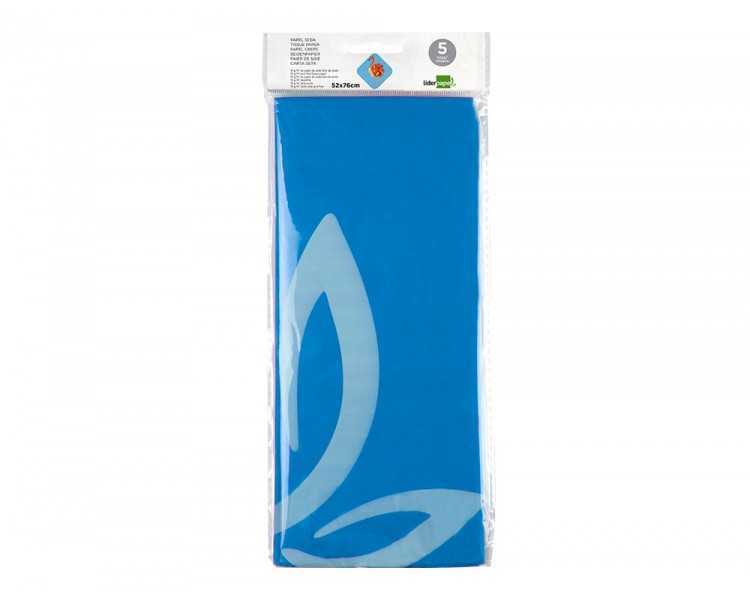 Papel seda liderpapel 52x76cm 18g/m2 bolsa de 5 hojas azul