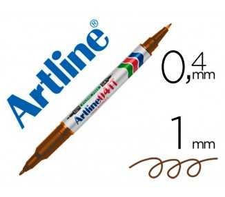 Rotulador artline marcador permanente ek-041t marron -doble punta 0.4 y 1.0 mm