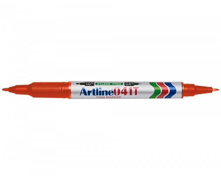 Rotulador artline marcador permanente ek-041t rojo doble punta 0.4 y 1.0 mm
