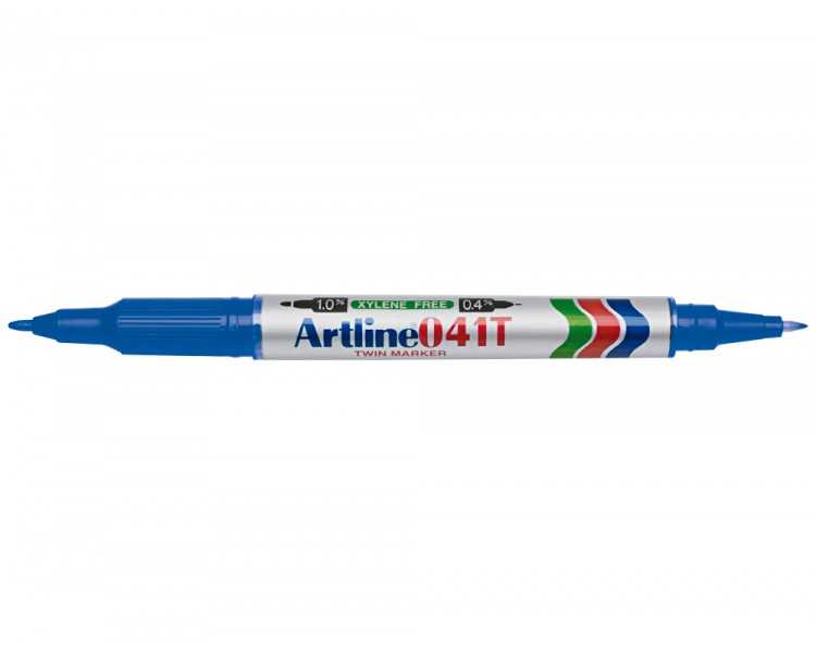 Rotulador artline marcador permanente ek-041t azul doble punta 0.4 y 1.0 mm
