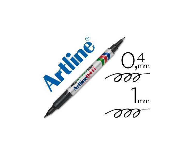 Rotulador artline marcador permanente ek-041t negro -doble punta 0.4 y 1.0 mm