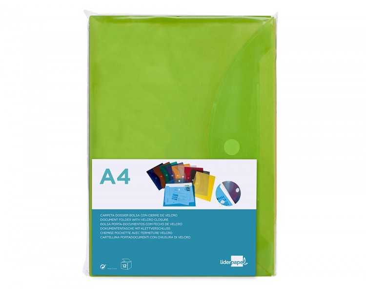 Carpeta liderpapel dossier a4 cierre de velcro verde