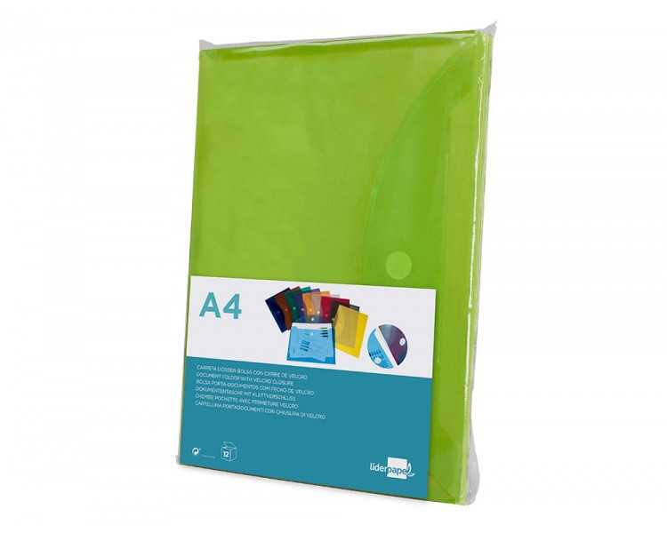 Carpeta liderpapel dossier a4 cierre de velcro verde
