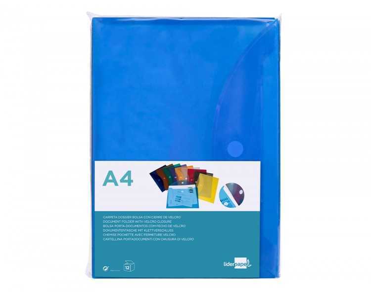 Carpeta liderpapel dossier a4 cierre de velcro azul