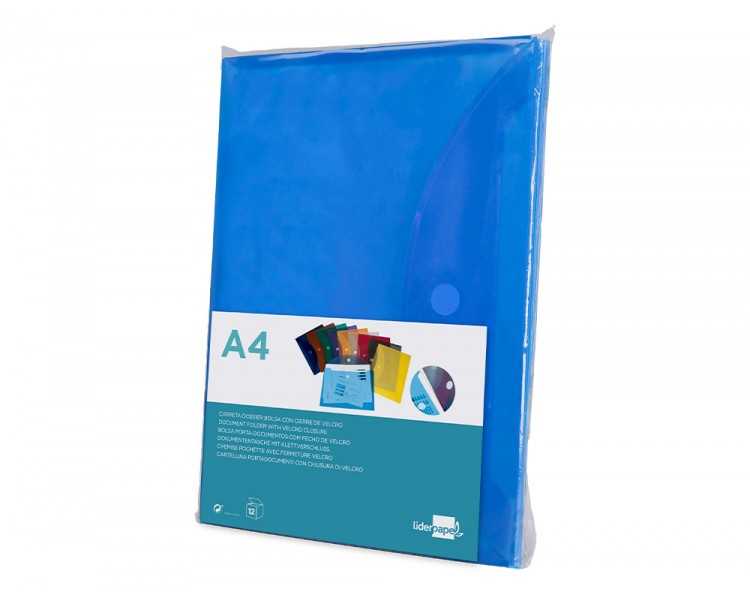 Carpeta liderpapel dossier a4 cierre de velcro azul