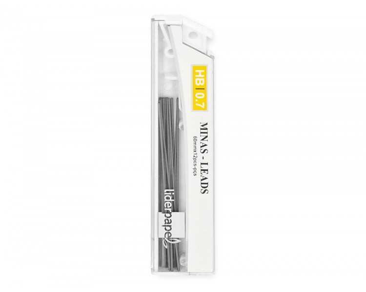 Minas liderpapel grafito 0,7 mm hb tubo de 12 minas
