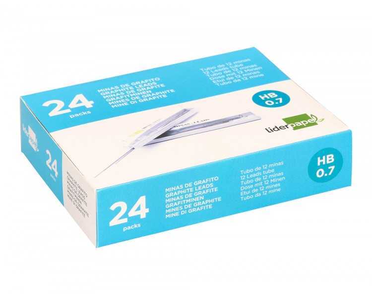 Minas liderpapel grafito 0,7 mm hb tubo de 12 minas