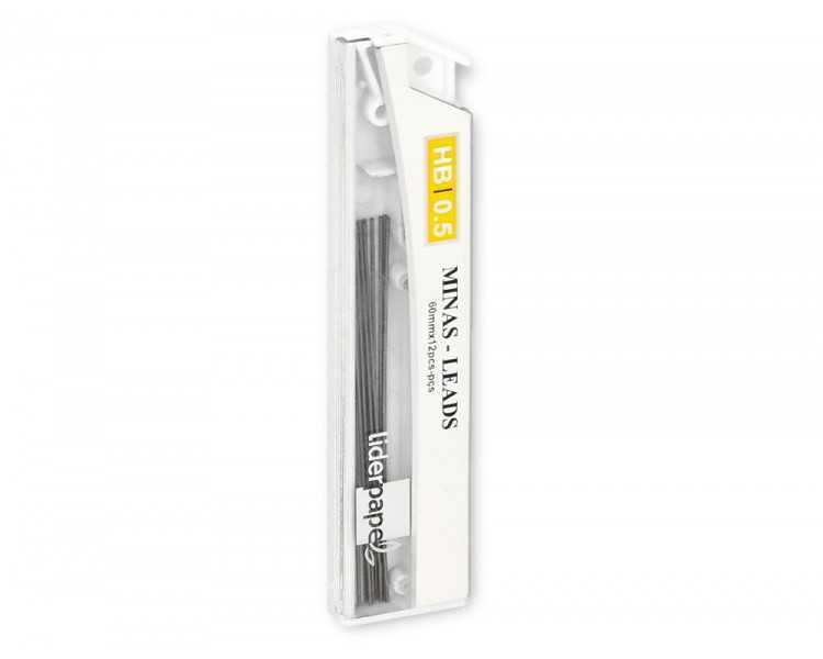 Minas liderpapel grafito 0,5 mm hb tubo de 12 minas