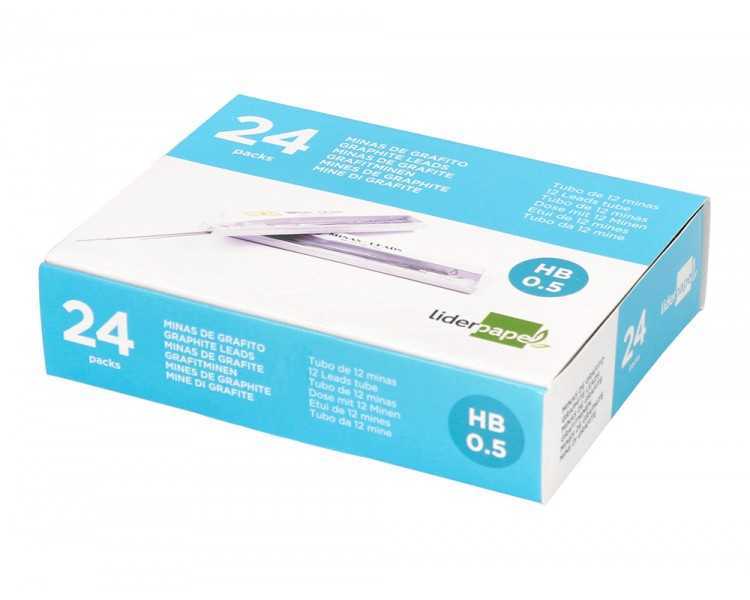 Minas liderpapel grafito 0,5 mm hb tubo de 12 minas
