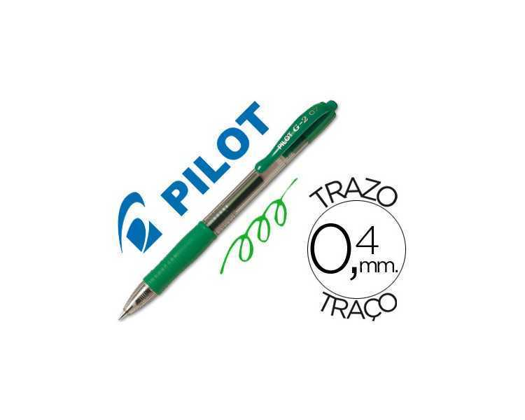 Boligrafo pilot g-2 verde tinta gel retractil sujecion de caucho