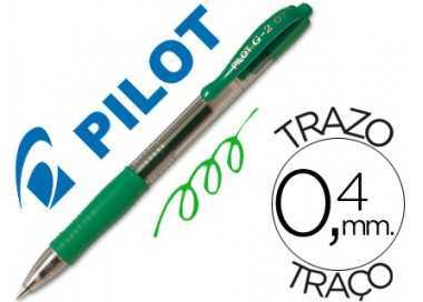 Boligrafo pilot g-2 verde tinta gel retractil sujecion de caucho