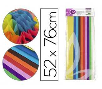 Papel seda liderpapel 52x76cm 18g/m2 bolsa de 10 hojas colores surtidos