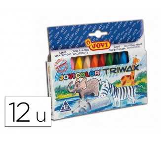 Lapices cera jovicolor triangular triwax 12 unidades colores surtidos