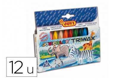 Lapices cera jovicolor triangular triwax 12 unidades colores surtidos