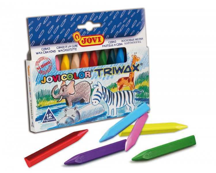 Lapices cera jovicolor triangular triwax 12 unidades colores surtidos