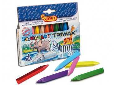 Lapices cera jovicolor triangular triwax 12 unidades colores surtidos