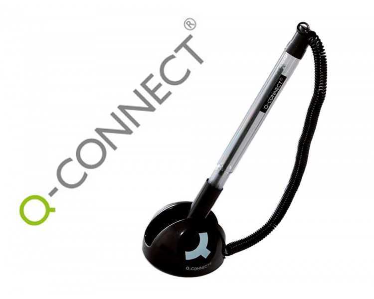 Boligrafo extensible q-connect con cadena plastico y soporte adhesivo