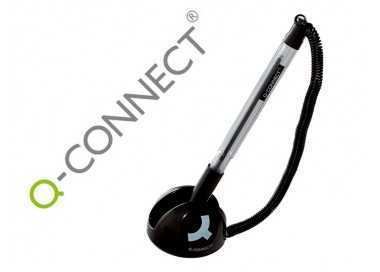 Boligrafo extensible q-connect con cadena plastico y soporte adhesivo