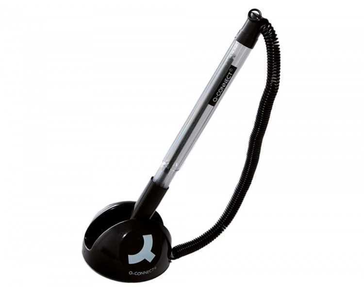 Boligrafo extensible q-connect con cadena plastico y soporte adhesivo