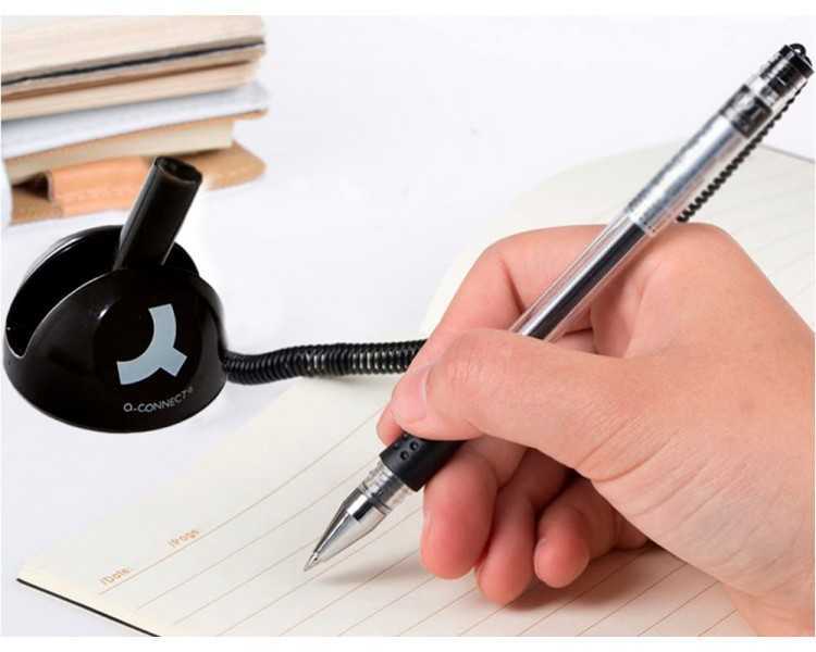 Boligrafo extensible q-connect con cadena plastico y soporte adhesivo