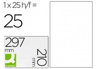 Etiqueta adhesiva q-connect kf00228 -tamaño din a4 -para ink-jet -transparente -caja con 25 hojas din-a4